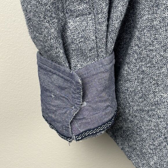 Nickel & Iron Men’s Large Button Front Blue Mottled Long Sleeve Shirt Cuff - Picture 6 of 8